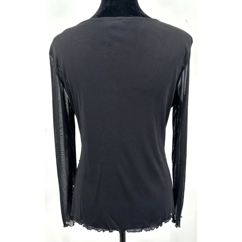 Cartise Womens Scoop Neck Long Sleeve Top Large Black Bronze Sequin Knit - Picture 10 of 14